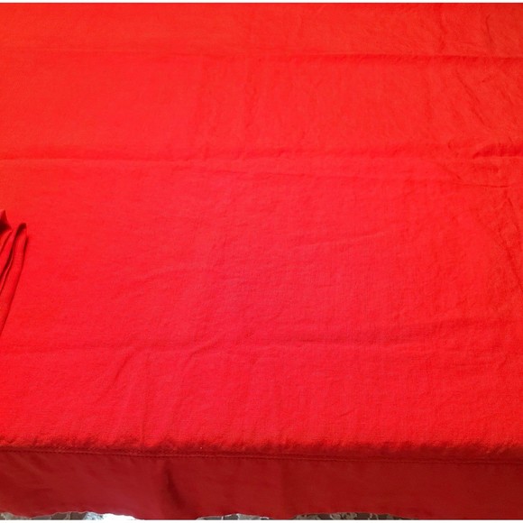 Williams Sonoma Red 100% Linen Hemstitch Rectangle Tablecloth 4 Napkins 70x90" - Picture 6 of 9